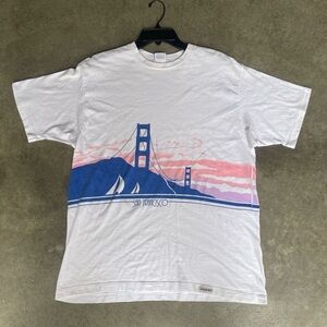 RARE VINTAGE 90s FRONT AOP SAN FRANCISCO CRAZY SHIRTS SCENIC DESIGN